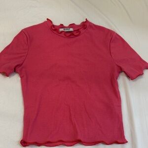 Zara Red Ruffle Edge Tee